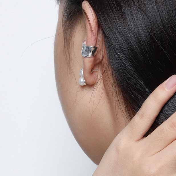 Holiday Irregular River 925 Sterling Silver Non-Pierced Earring(Single)