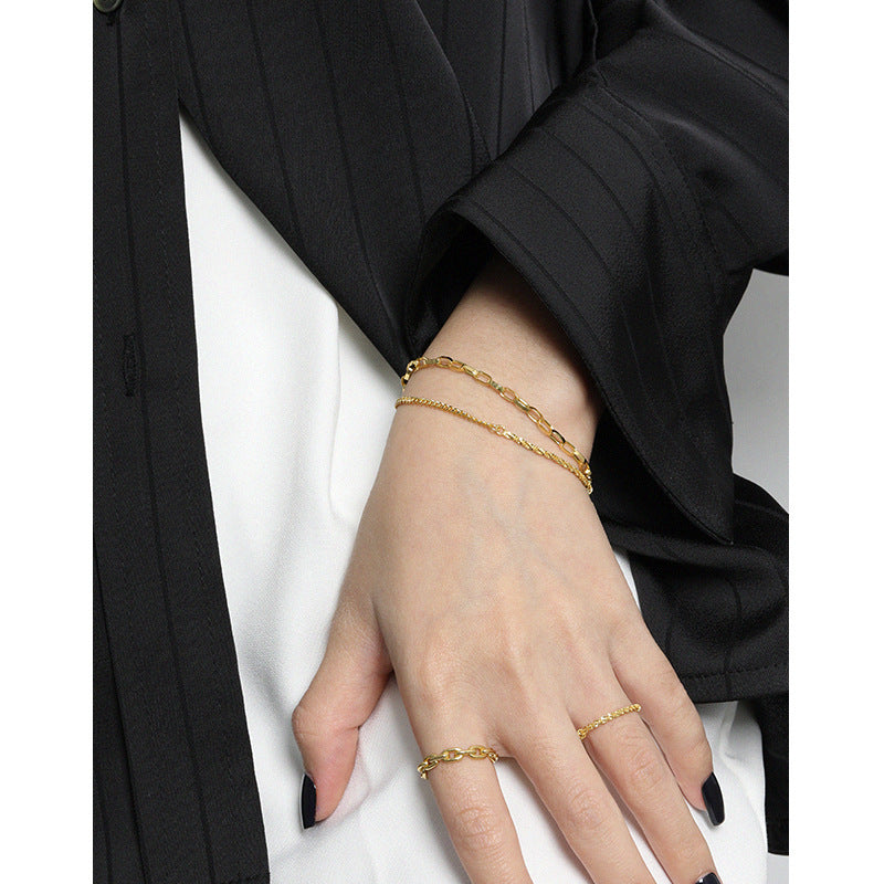 cauliflower chain ins niche design trendy and cool starry sky double layer chain S925 pure silver bracelet for women_חחחחחח