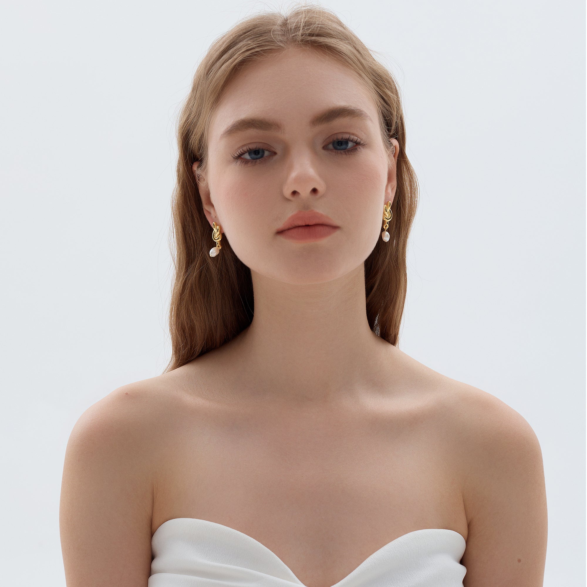 Fine Jewelry Summer Large Light Masculine Irregular Natural Pearl Knot 999 Sterling Silver Electroforming Dangling Earrings