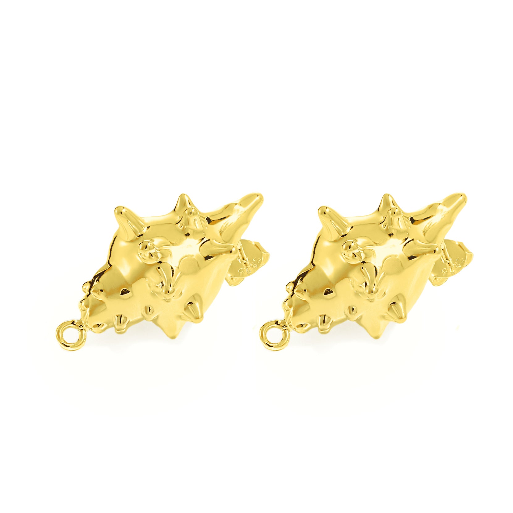 Fashion Jewelry For Women Trendy 999 Pure Silver Electroforming Yellow Gold Irregular Lightweight Huge Conch Statement Stud Earrings