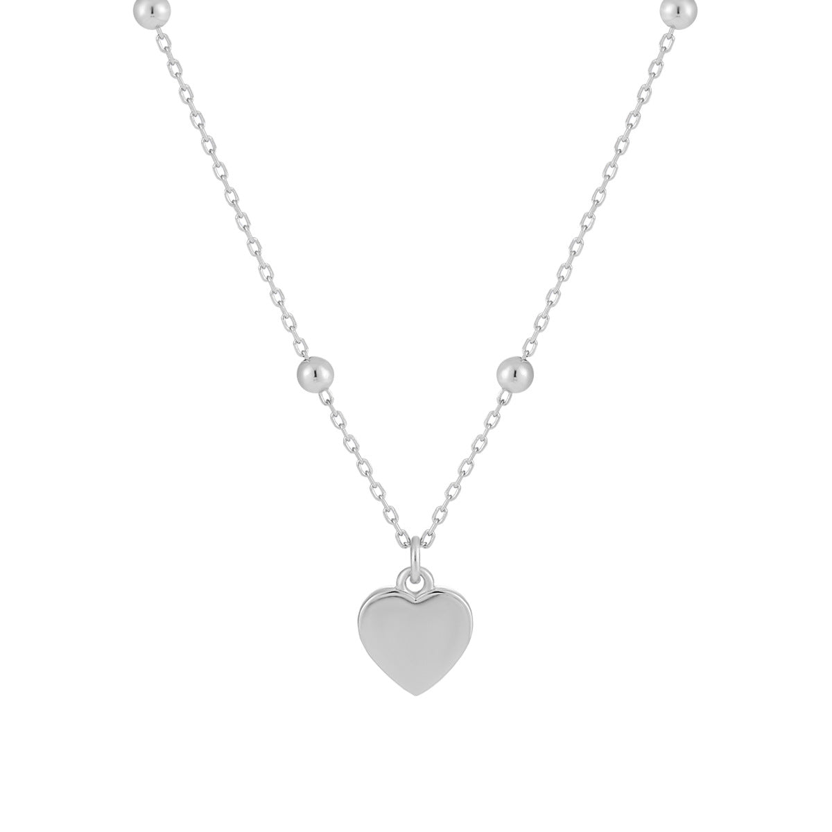 Girl Gift Simple Smoot Heart 925 Sterling Silver Necklace