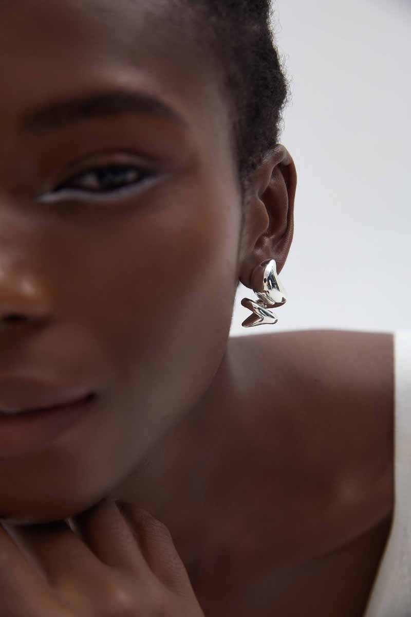 Classic Fine jewelry Designer New Spiral Shape Ice Cream S999 Sterling Silver Electroforming Gold Plated Big Stud Earrings