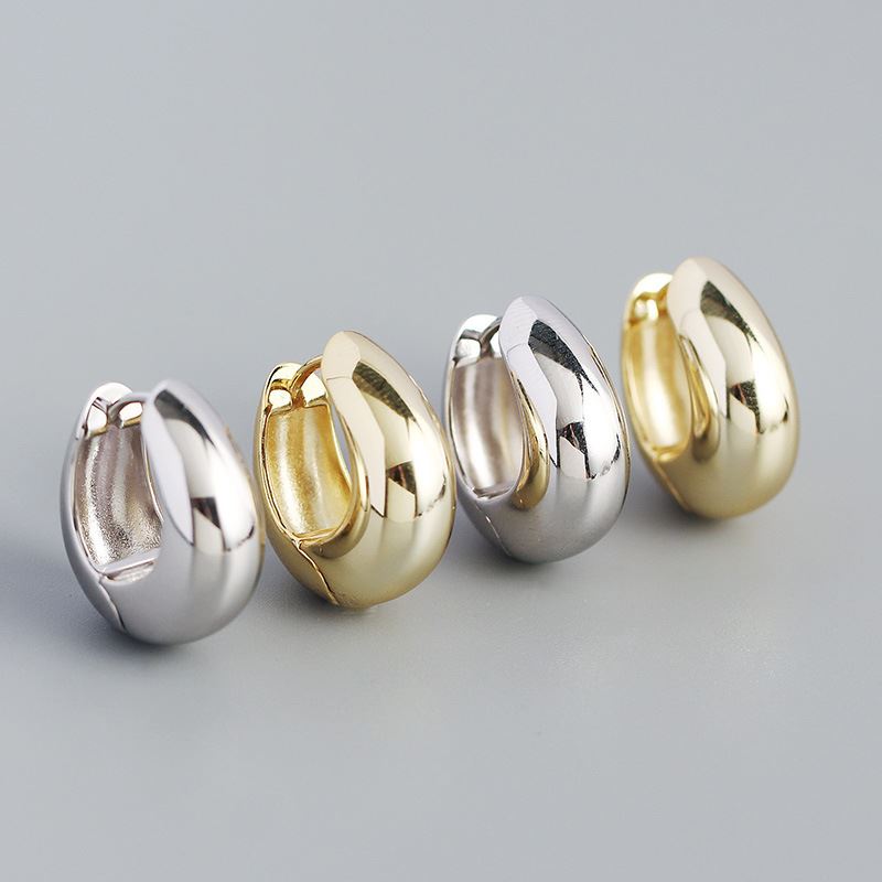 Casual Geometry Letter U Shape 925 Sterling Silver Hoop Earrings