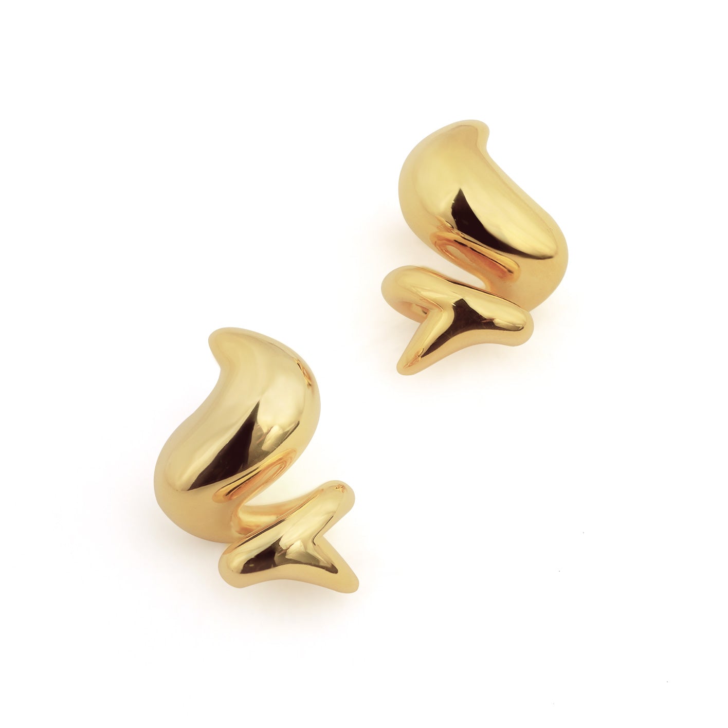Classic Fine jewelry Designer New Spiral Shape Ice Cream S999 Sterling Silver Electroforming Gold Plated Big Stud Earrings