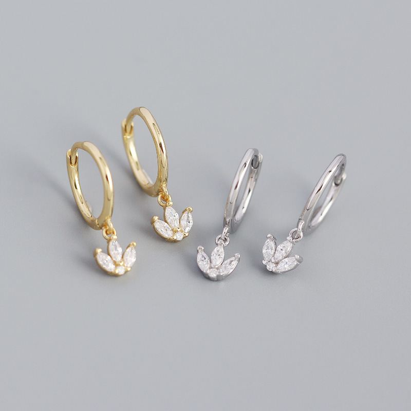 Beautiful CZ Flowers 925 Sterling Silver Hoop Earrings