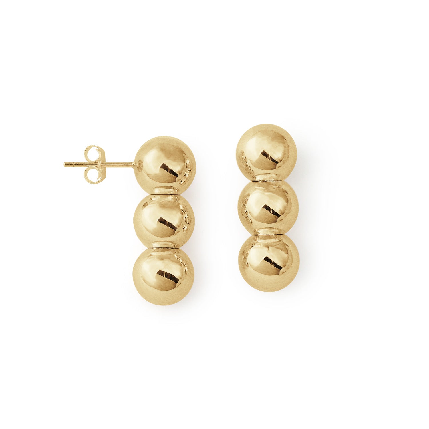 Chunky Jewelry Electroforming Hollow Office Round Beads S999 Sterling Silver Gold Plated Big Statement Earrings