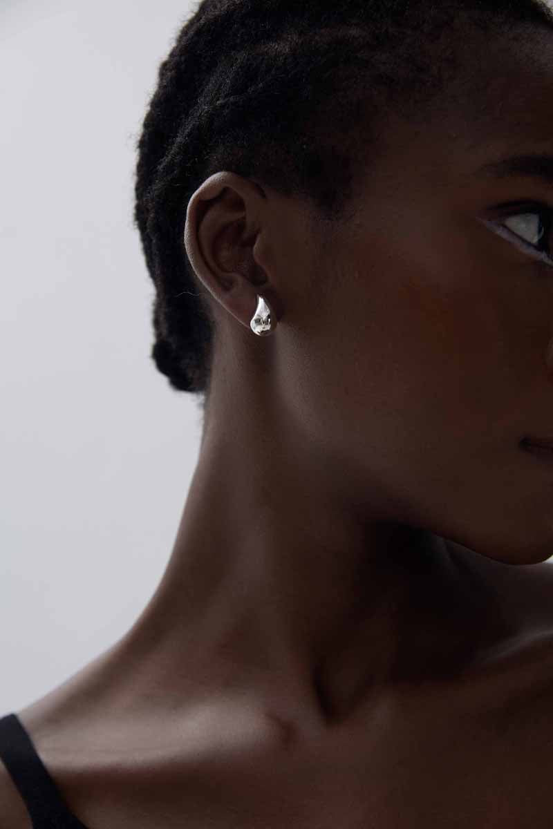 Women Hollow Simple Classic Minimalist Cute Mini Water Drop 18k Gold Plated S999 Sterling Silver Electroforming Stud Earrings