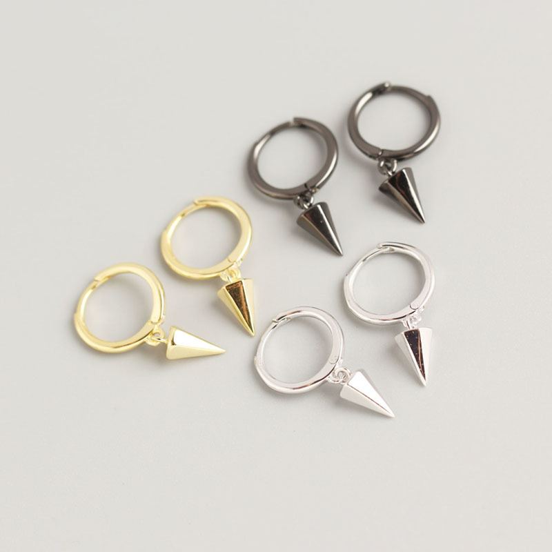 Minimalism Conic Geometry 925 Sterling Silver Hoop Earrings