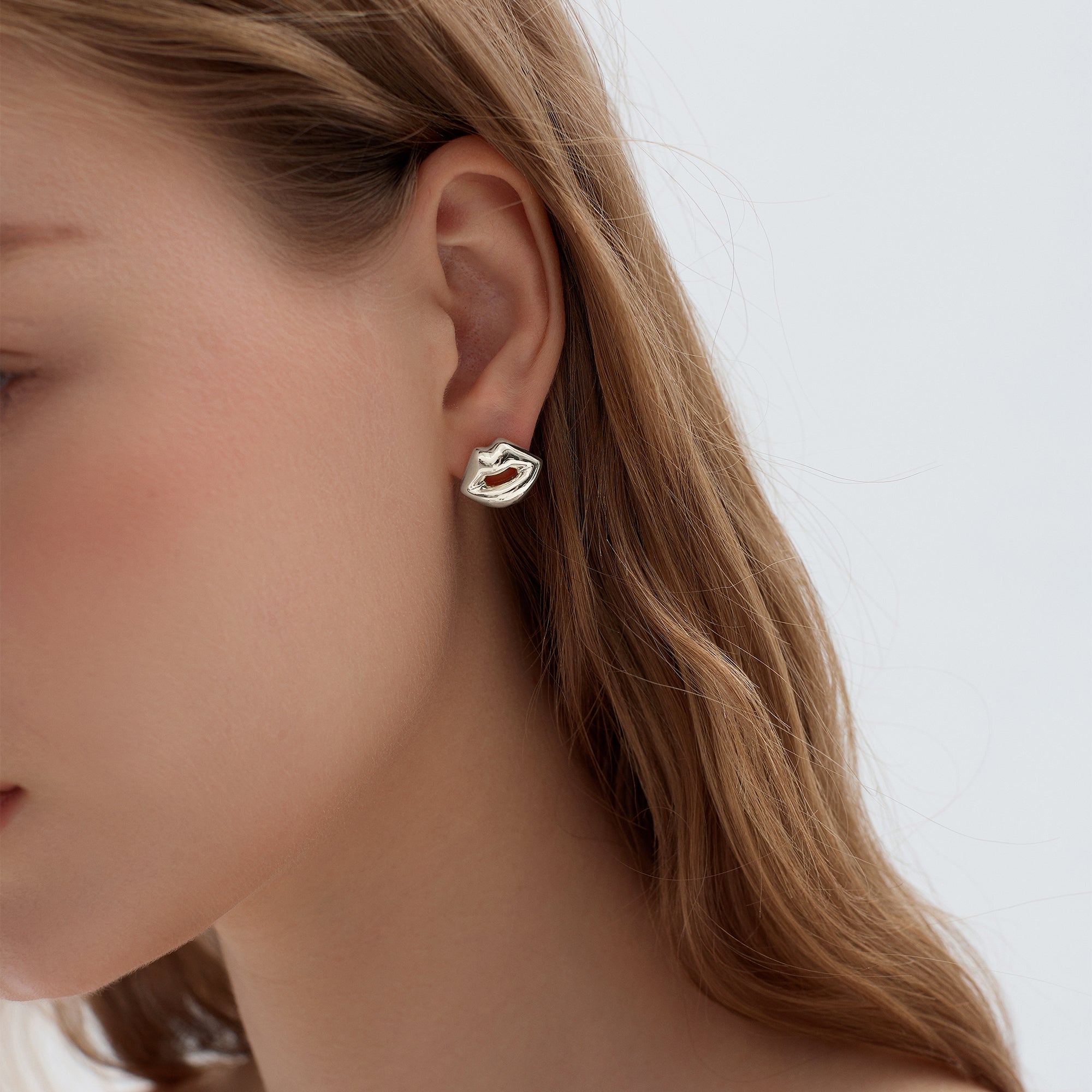 Light Chunky Electroforming Hollow Earrings Large Exaggerated Jewelry Party Gift Women Lips 999 Sterling Silver Stud Earrings