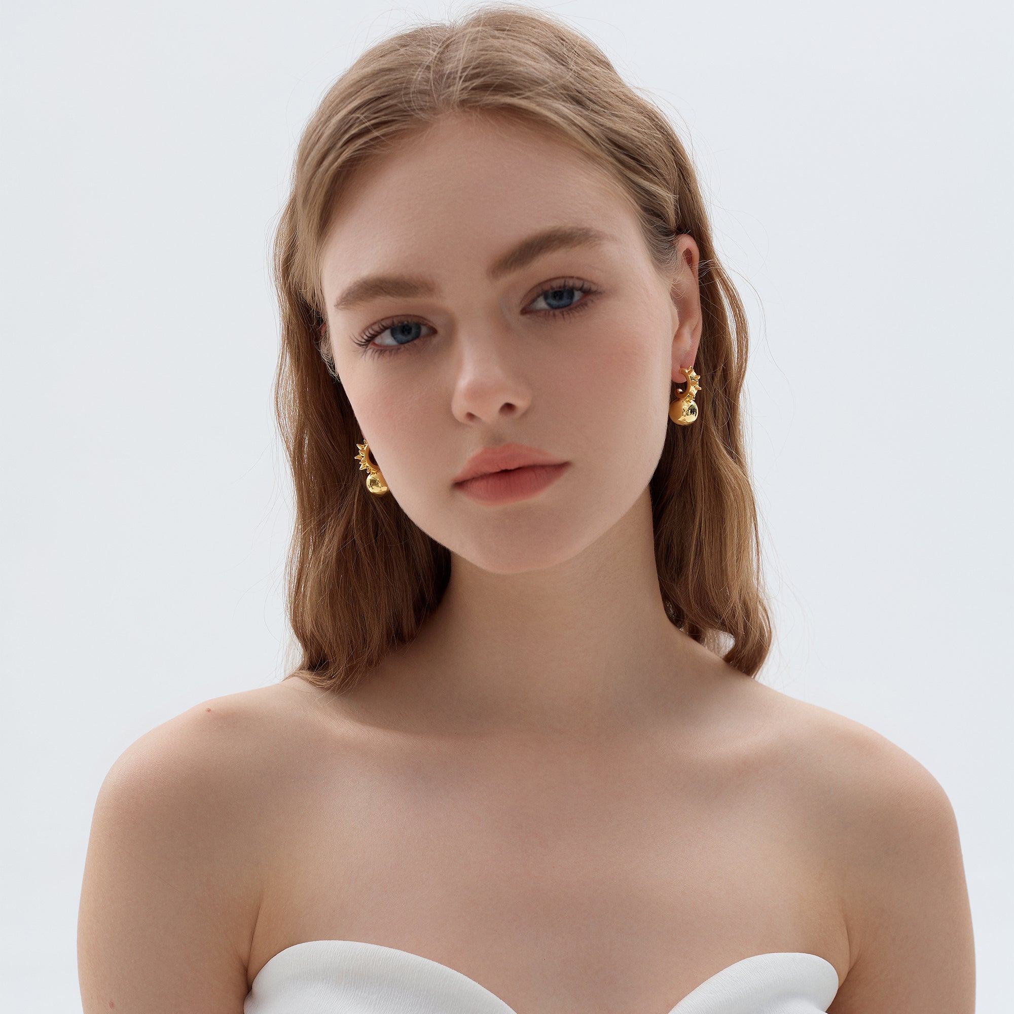 Fashion Jewelry Chunky Electroforming Hollow Light Large Round Ball 999 Sterling Silver Statement Stud Earrings
