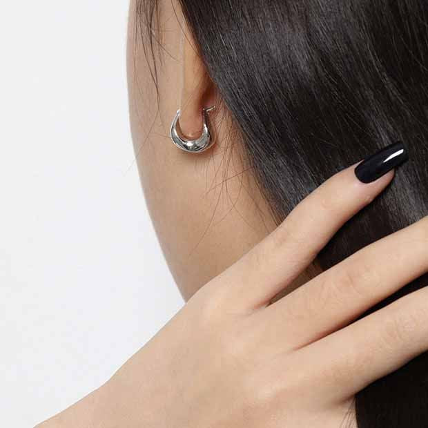 Fashion Geometry Agravity Circles 925 Sterling Silver Hoop Earrings