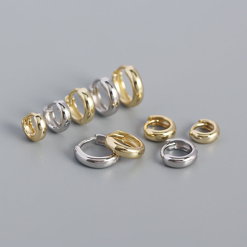 Minimalism Small Circle 925 Sterling Silver Huggie Hoop Earrings