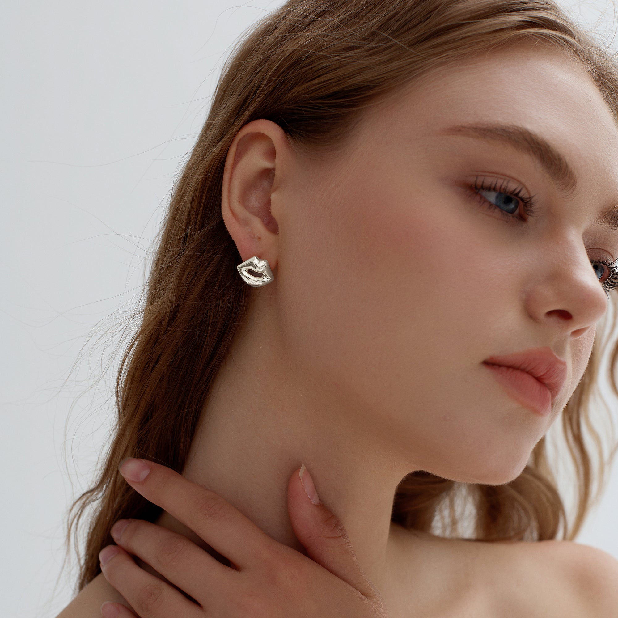 Light Chunky Electroforming Hollow Earrings Large Exaggerated Jewelry Party Gift Women Lips 999 Sterling Silver Stud Earrings