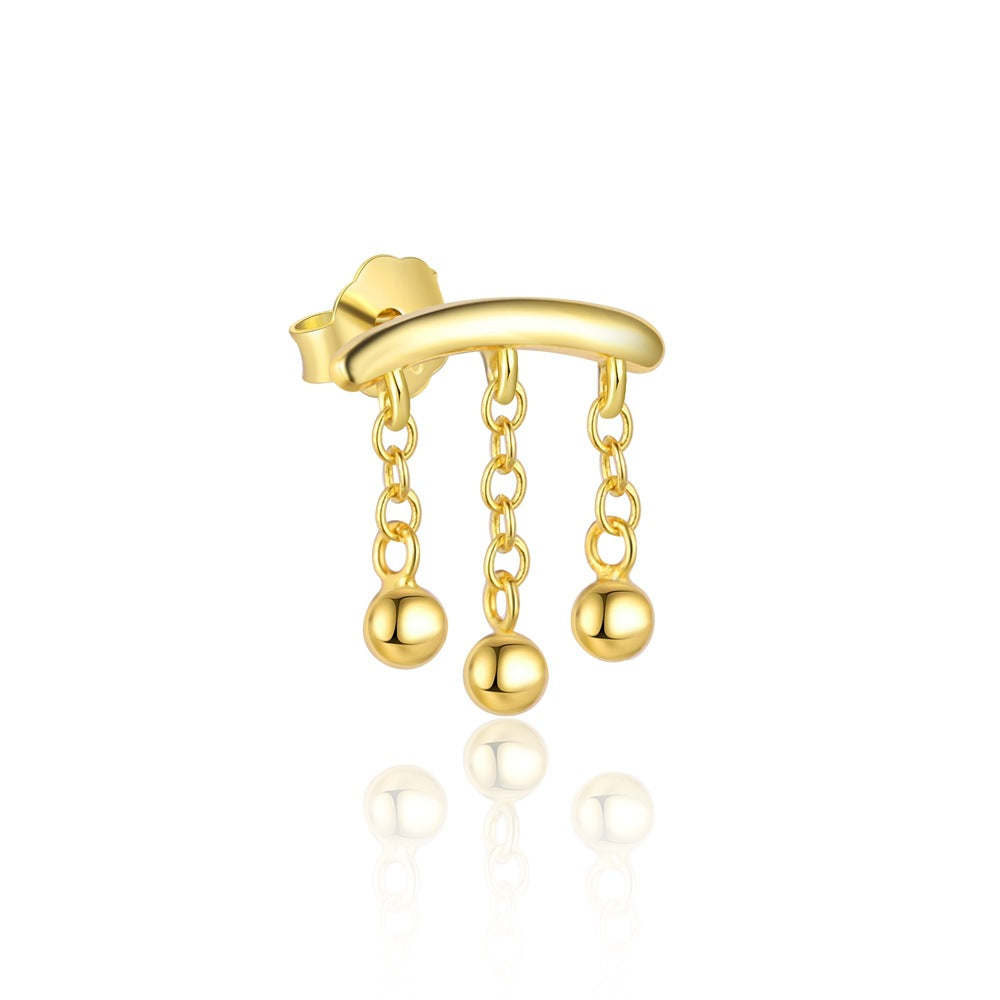Fashion Golden Beads Tassles 925 Sterling Silver Earrings Necklace Bracelet Adjustable Ring