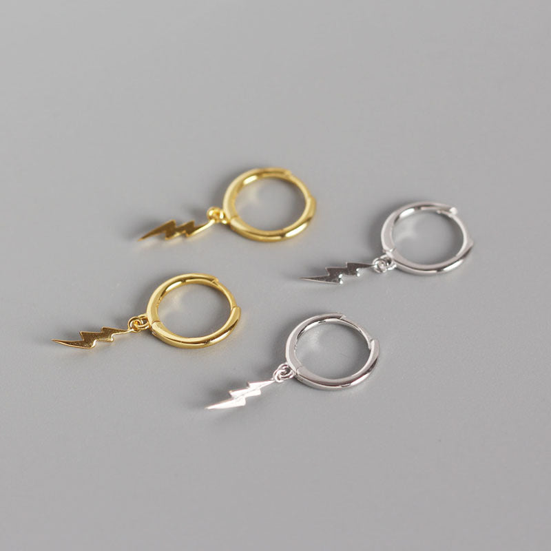 Fashion Lightning 925 Sterling Silver Hoop Earrings