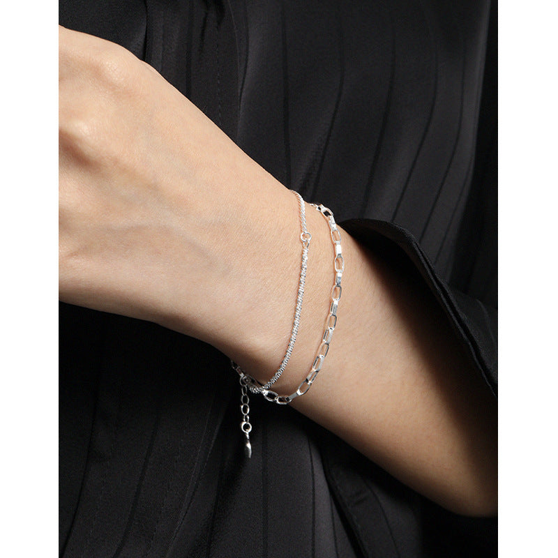 cauliflower chain ins niche design trendy and cool starry sky double layer chain S925 pure silver bracelet for women_חחחחחח
