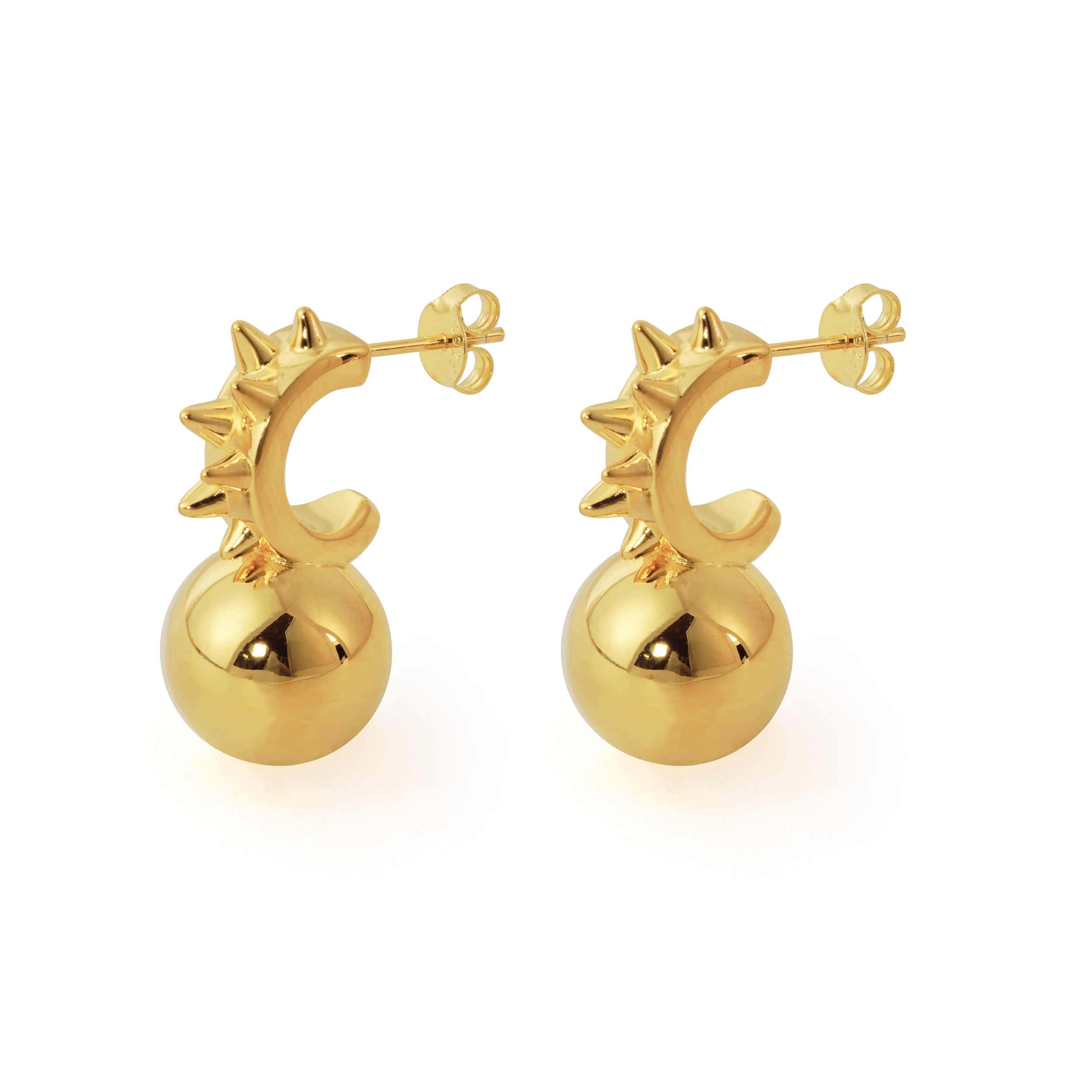 Fashion Jewelry Chunky Electroforming Hollow Light Large Round Ball 999 Sterling Silver Statement Stud Earrings