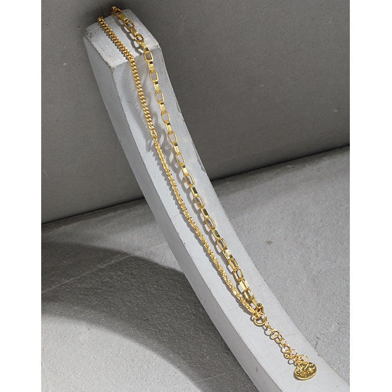 cauliflower chain ins niche design trendy and cool starry sky double layer chain S925 pure silver bracelet for women_חחחחחח