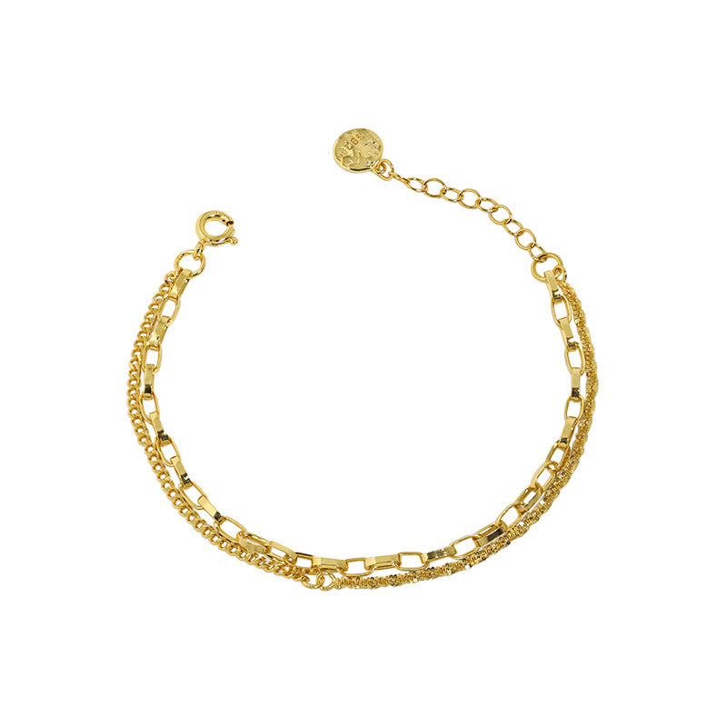 cauliflower chain ins niche design trendy and cool starry sky double layer chain S925 pure silver bracelet for women_חחחחחח