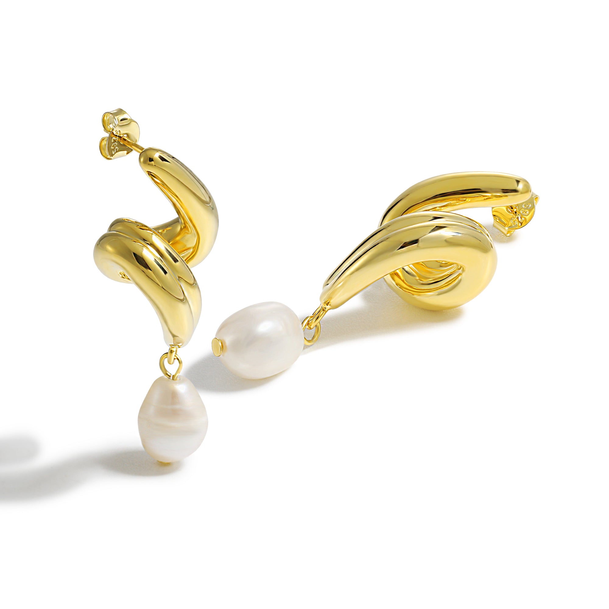 Large Irregular Natural Pearl Knot Lightweight 999 Sterling Silver Stud Fine Jewelry Earrings for Women(Pre-Sale)