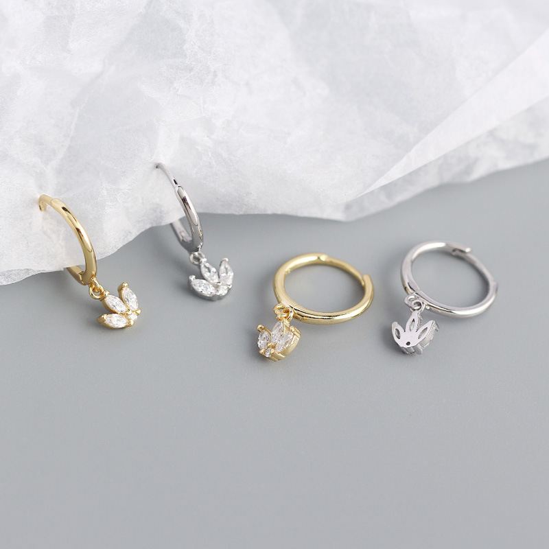 Beautiful CZ Flowers 925 Sterling Silver Hoop Earrings