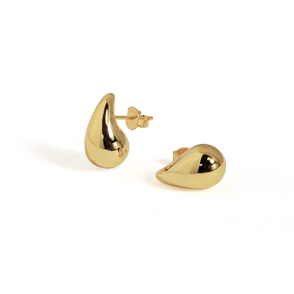 Women Hollow Simple Classic Minimalist Cute Mini Water Drop 18k Gold Plated S999 Sterling Silver Electroforming Stud Earrings