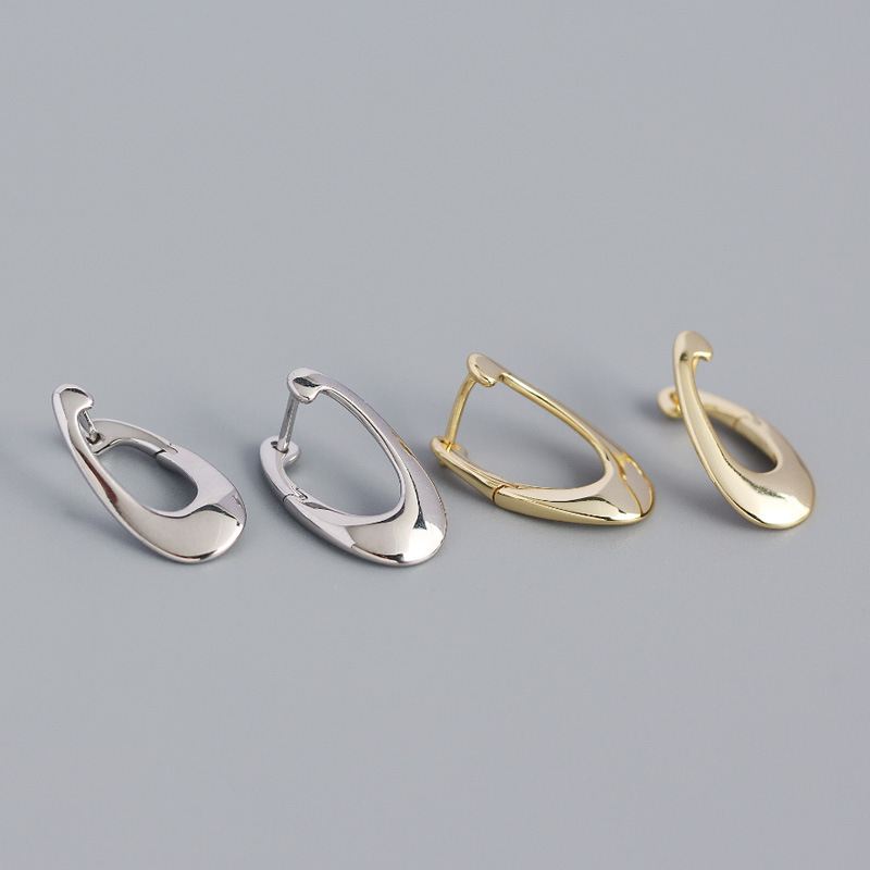 New Irregular Hollow Geometry 925 Sterling Silver Hoop Earrings