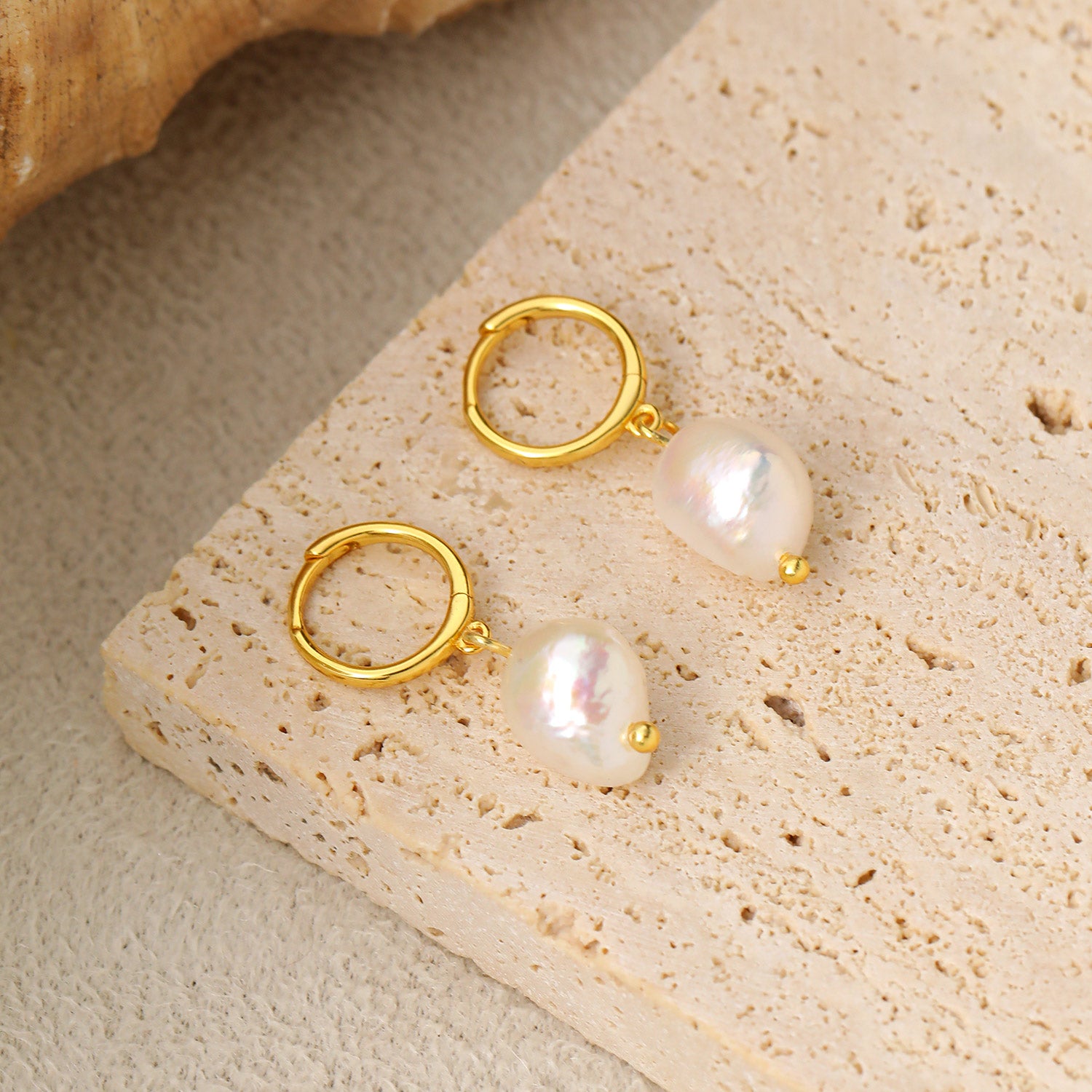 Casual Baroque Irregular Natural Pearl 925 Sterling Silver Dangling Earrings
