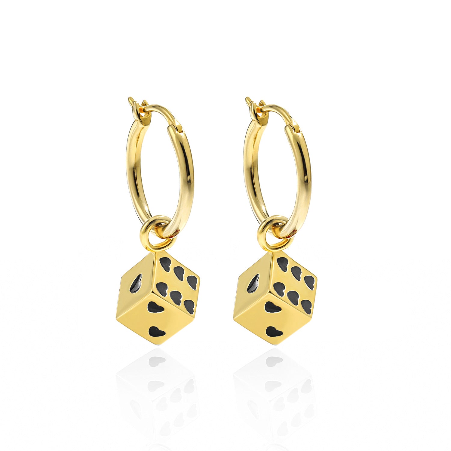 Women Fine Jewelry Trendy 925 Pure Silver Fashion Red Hearts Geometry Cubic Dice Dangling Earrings