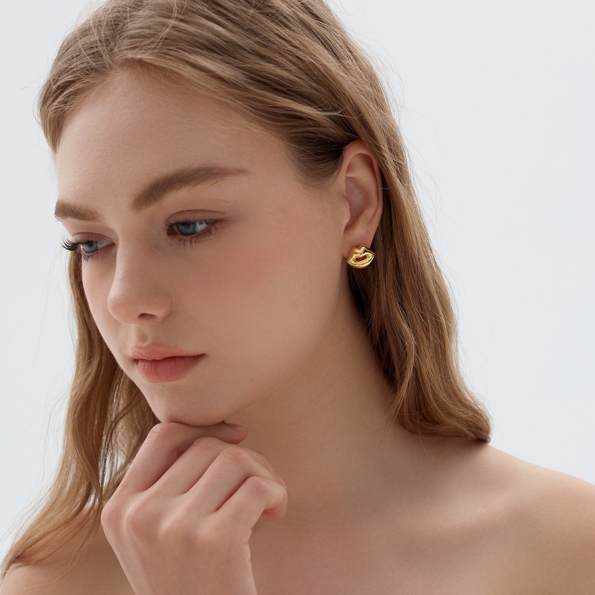 Light Chunky Electroforming Hollow Earrings Large Exaggerated Jewelry Party Gift Women Lips 999 Sterling Silver Stud Earrings