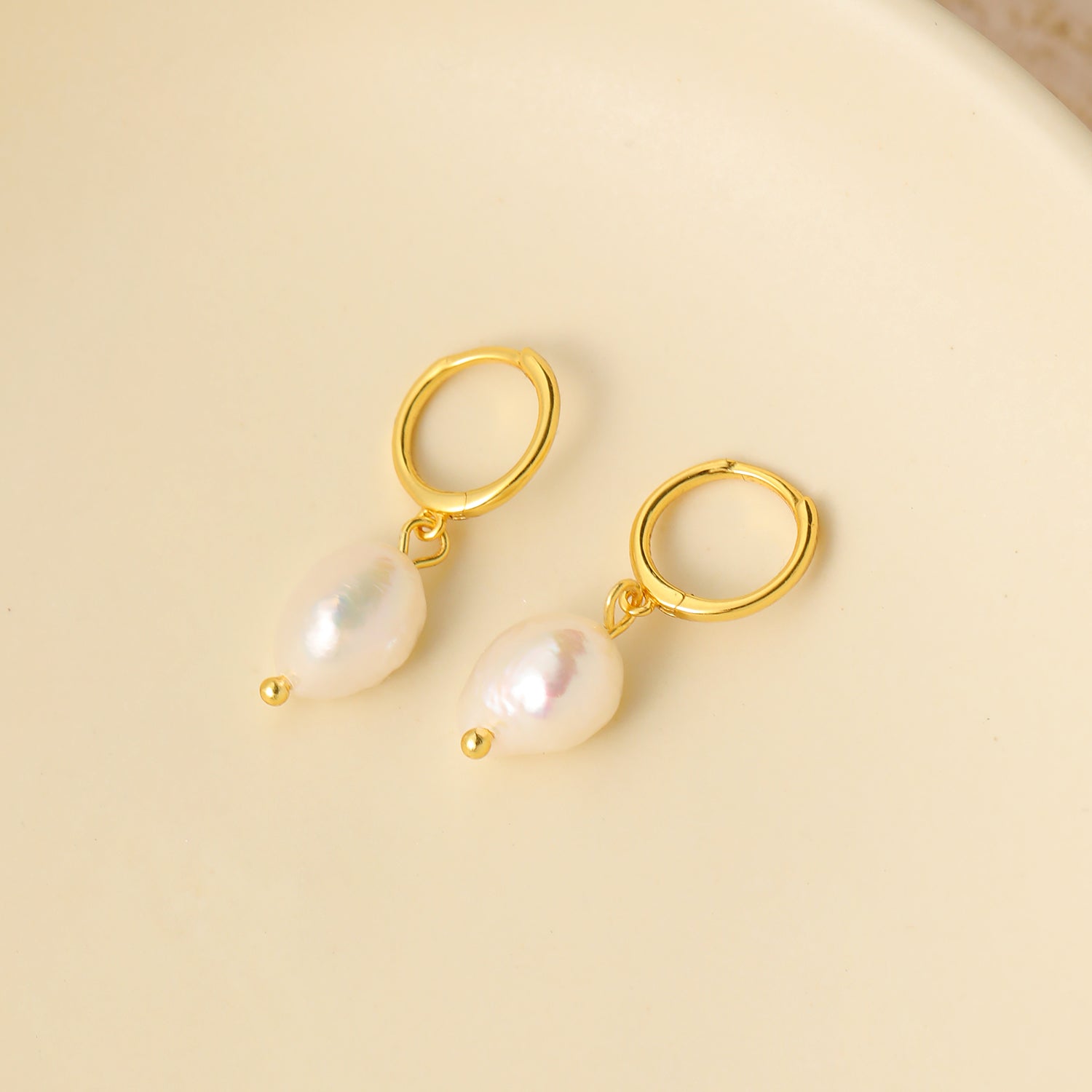 Casual Baroque Irregular Natural Pearl 925 Sterling Silver Dangling Earrings