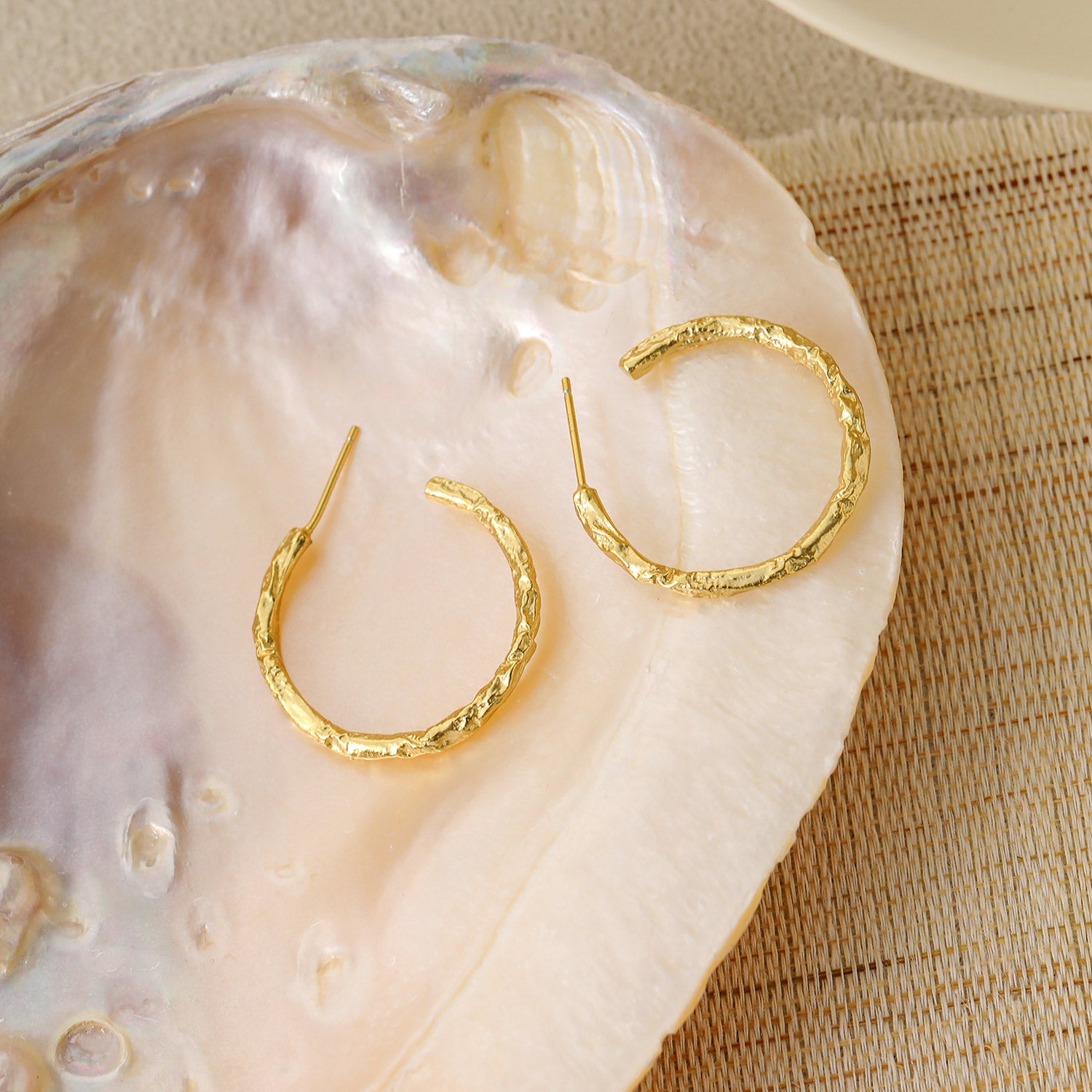 Geometry Tinfoil Pattern Circle 925 Sterling Silver Hoop Earrings