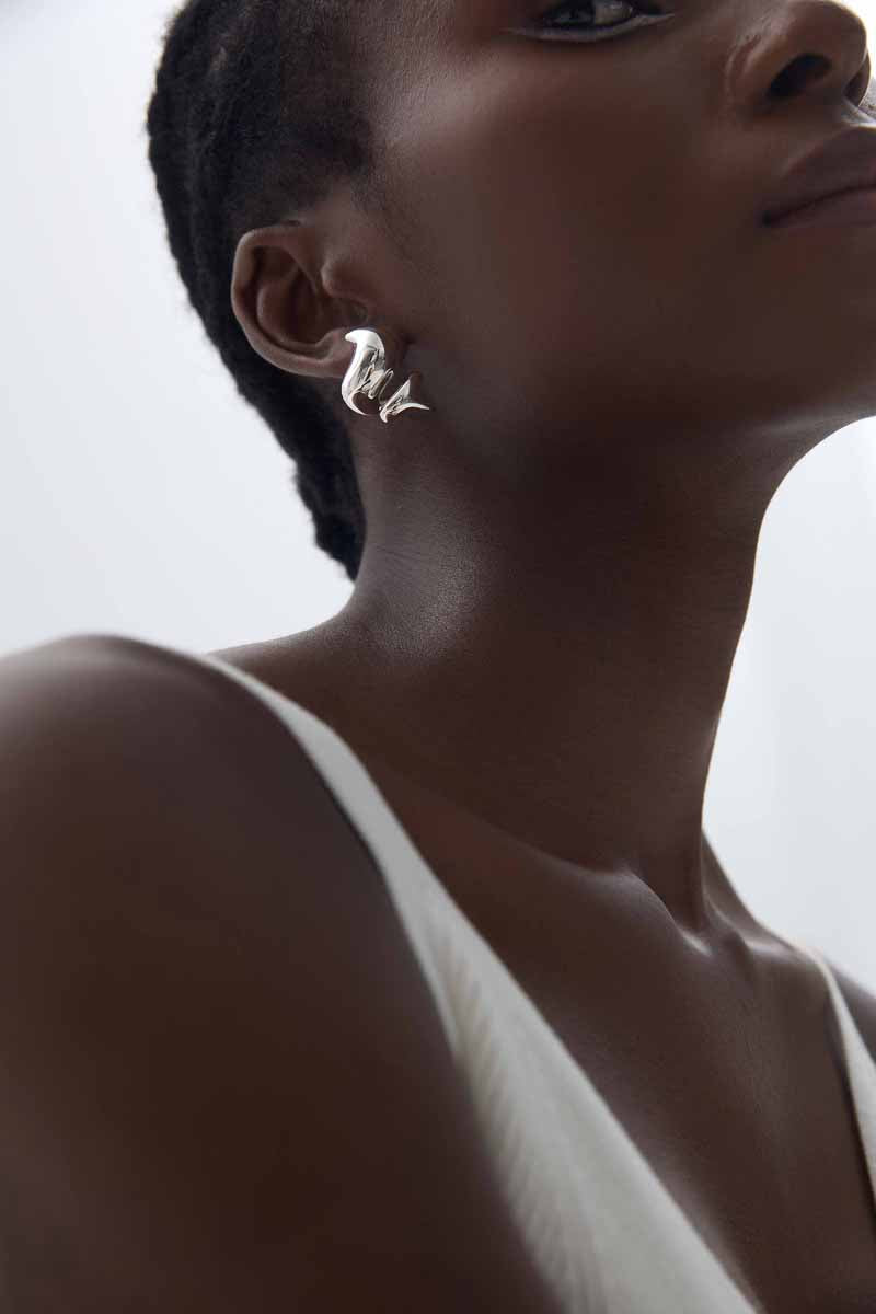 Classic Fine jewelry Designer New Spiral Shape Ice Cream S999 Sterling Silver Electroforming Gold Plated Big Stud Earrings