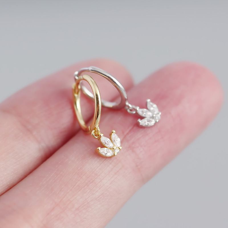 Beautiful CZ Flowers 925 Sterling Silver Hoop Earrings