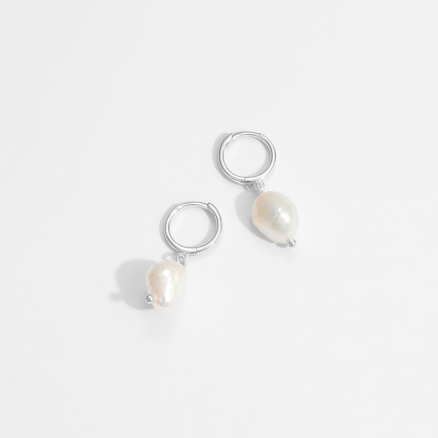 Casual Baroque Irregular Natural Pearl 925 Sterling Silver Dangling Earrings