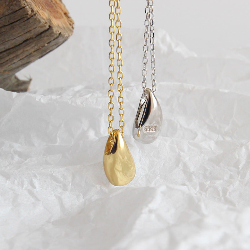 collarbone chain INS temperament light luxury high-end sense simple S925 pure silver water droplet pendant necklace for women