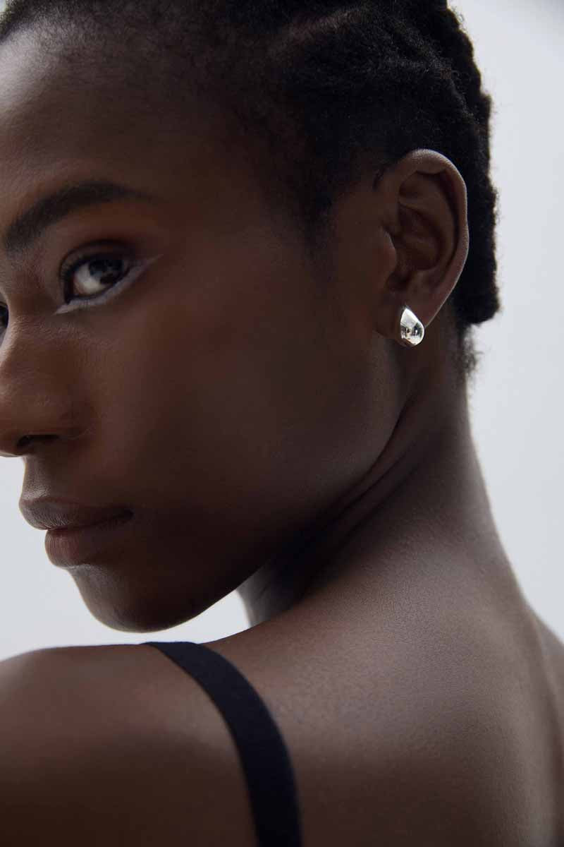 Women Hollow Simple Classic Minimalist Cute Mini Water Drop 18k Gold Plated S999 Sterling Silver Electroforming Stud Earrings