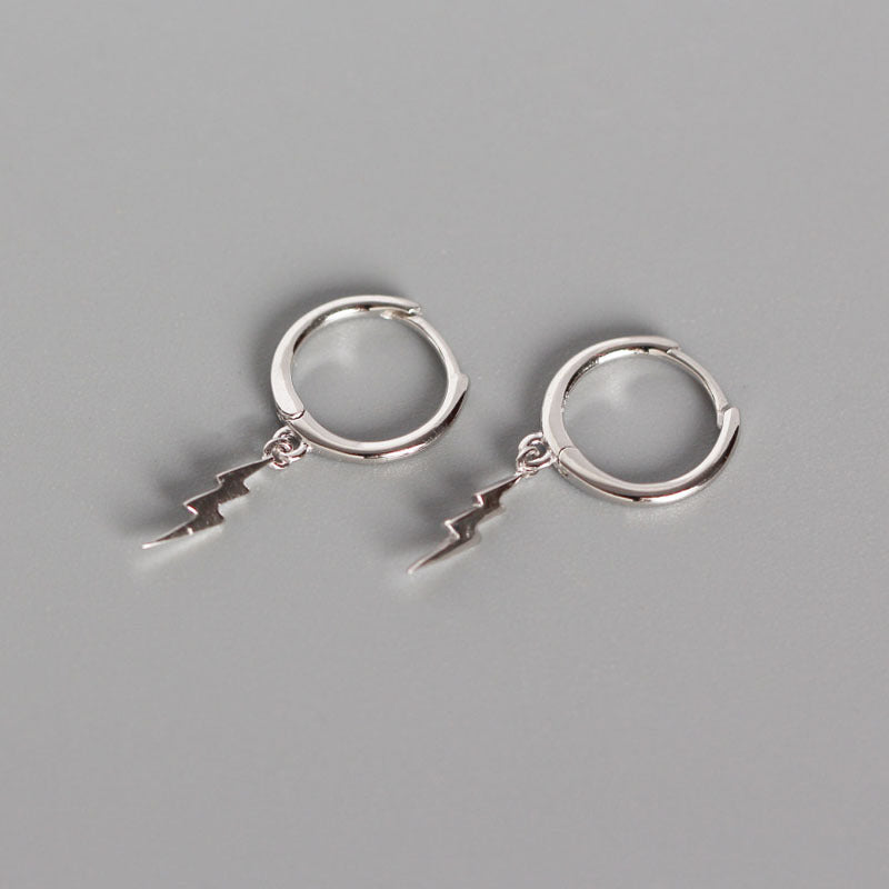 Fashion Lightning 925 Sterling Silver Hoop Earrings