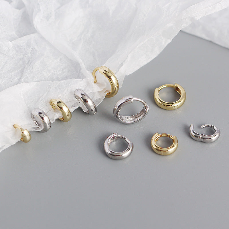 Minimalism Small Circle 925 Sterling Silver Huggie Hoop Earrings
