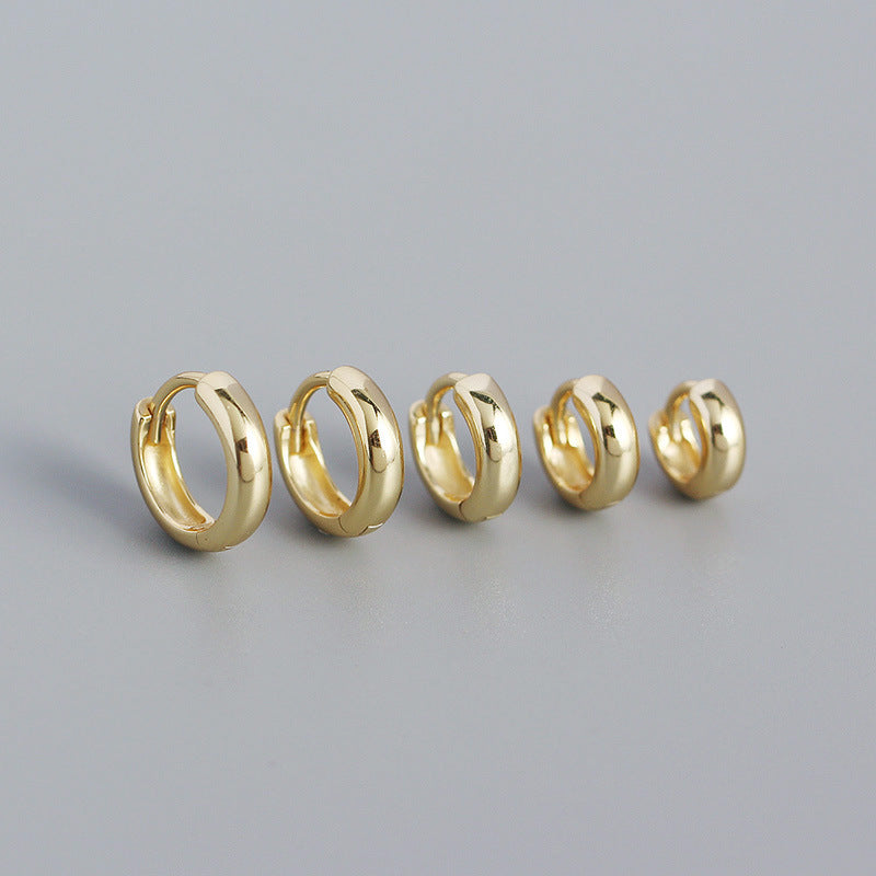 Minimalism Small Circle 925 Sterling Silver Huggie Hoop Earrings