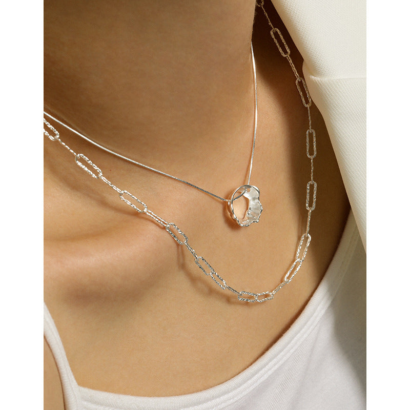 Cool and minimalist style, cool car flower chain S925 pure silver necklace for women