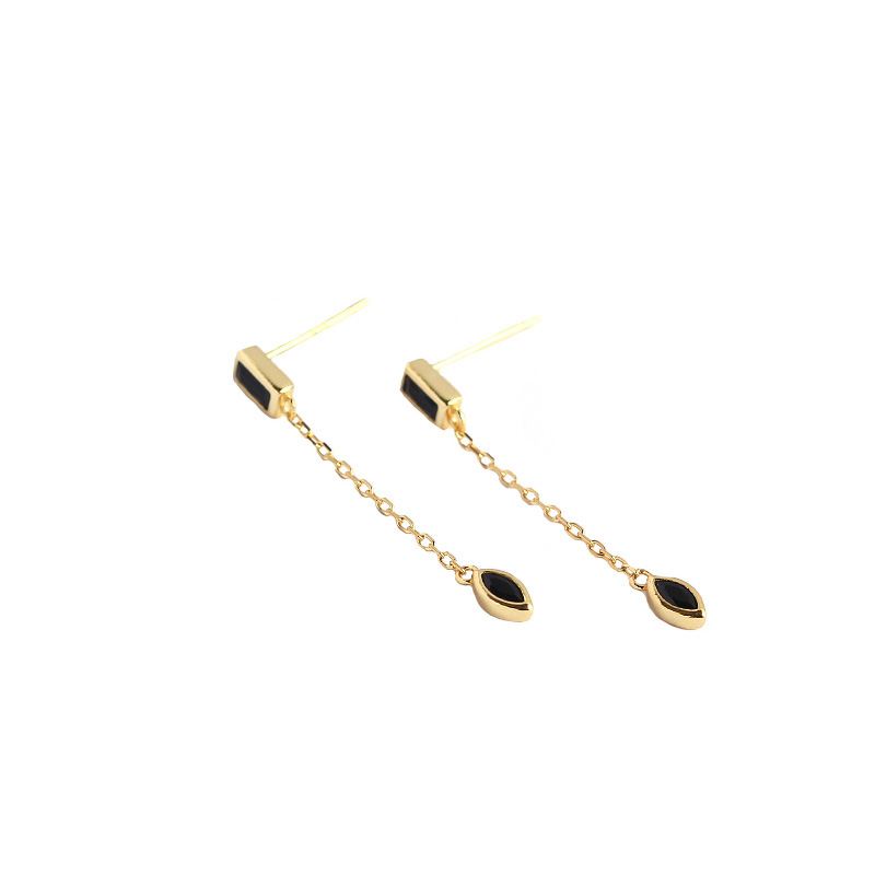Party Geometry Rectangle Oval 925 Sterling Silver Dangling Earrings