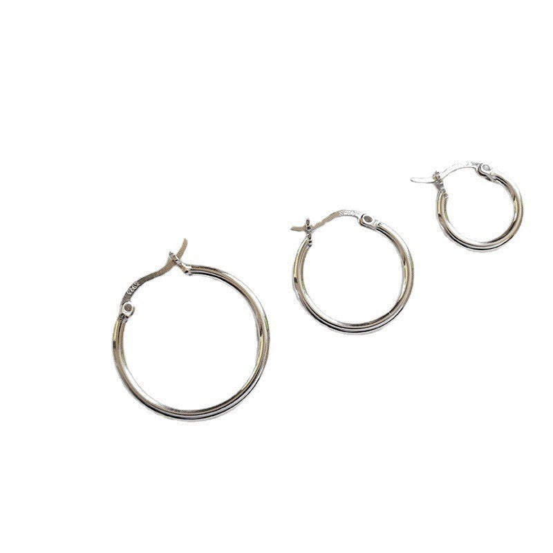 simple and personalized geometric hollow circular rings S925 pure silver earrings