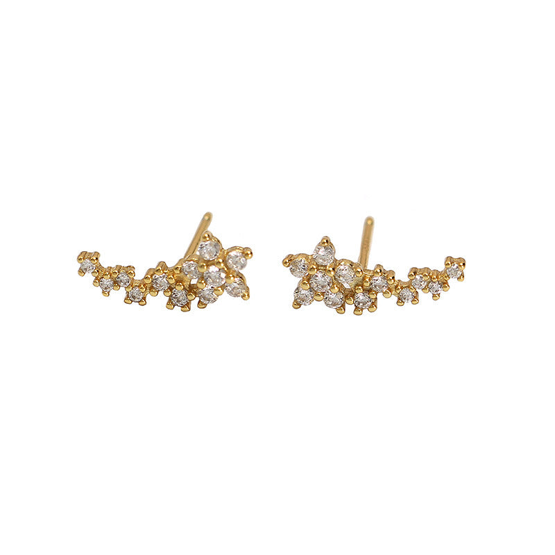 Girl Beautiful CZ Mini Flowers 925 Sterling Silver Stud Earrings