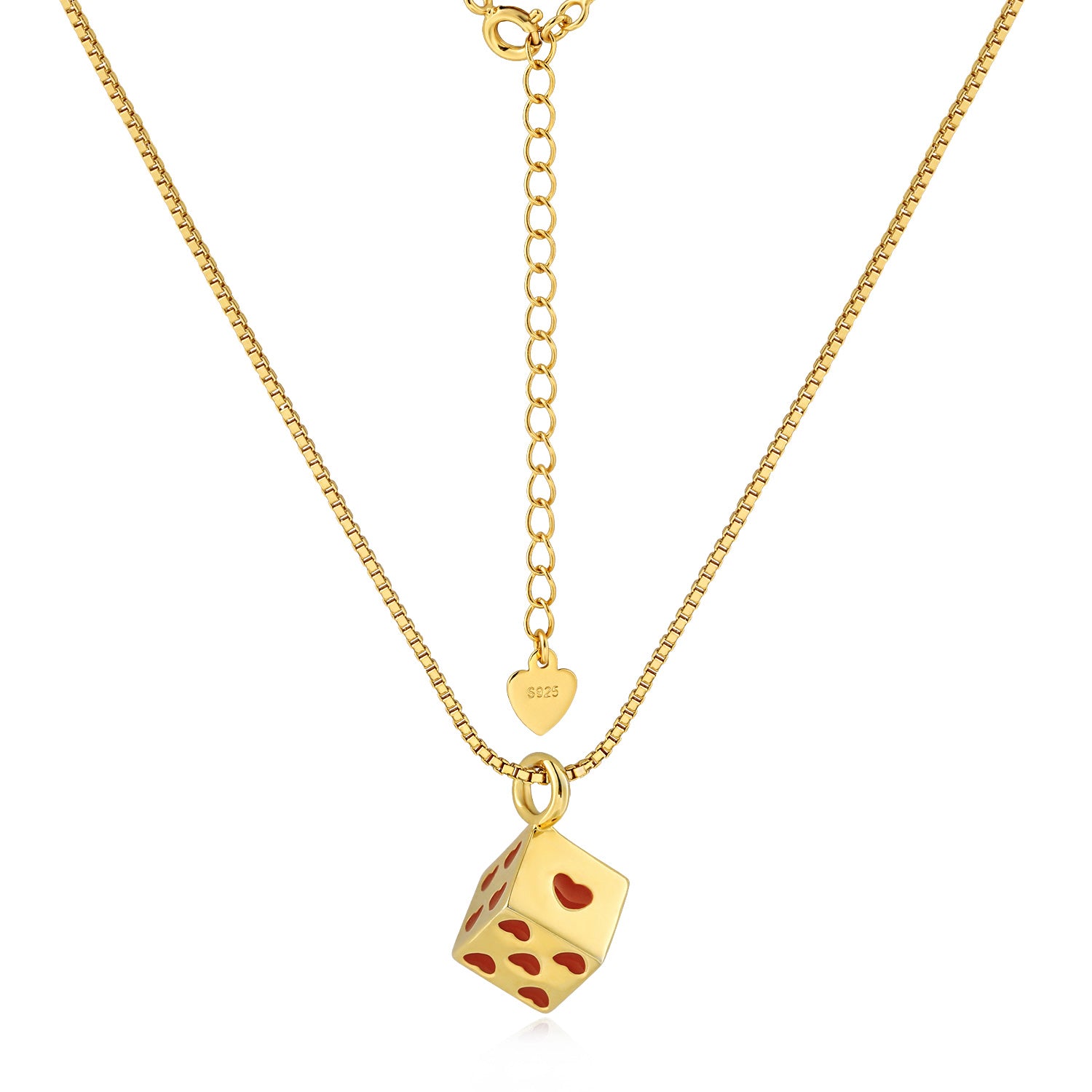 Fashion Fun Multicolor Love Cubic Dice 925 Sterling Silver Box Chain Necklace