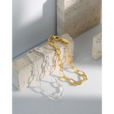 צמיד כסף 925 בעיצוב חוליות חלולות – ציפוי זהב צהוב 18k או רודיום