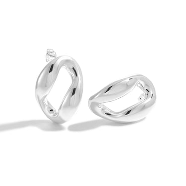 עגילי סטאד כסף 999 חלולים לא-סימטריים – כסוף טבעי או זהב 18K