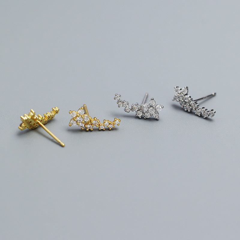 Girl Beautiful CZ Mini Flowers 925 Sterling Silver Stud Earrings