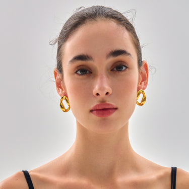 עגילי סטאד כסף 999 חלולים לא-סימטריים – כסוף טבעי או זהב 18K