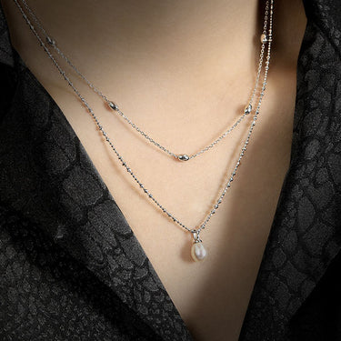 שרשרת חרוזים אובליים מכסף 925 – ציפוי רודיום|$